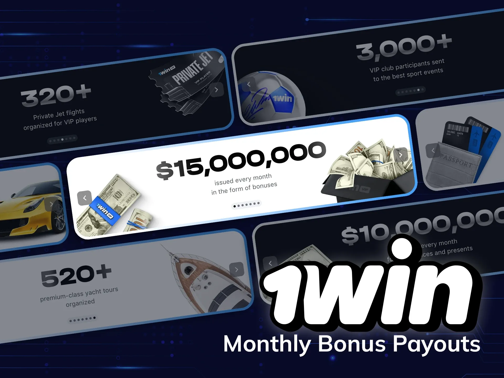 Discover monthly bonus payouts with the 1Win VIP club.